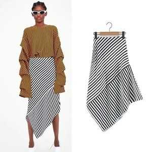 Zara asymmetrical striped skirt